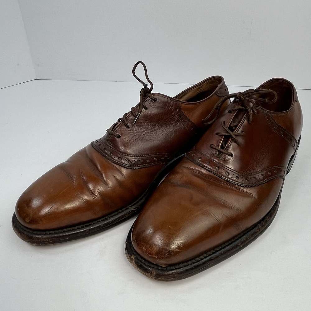 Vintage Allen Edmonds Polo Saddle Oxford Shoes Men Size 8D Brown Two Tone USA
